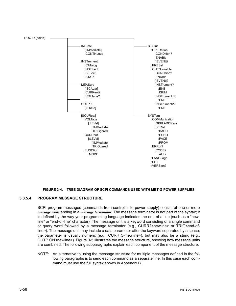 4 program message structure, Program message structure -58, Figure 3-4 is a | KEPCO MBT Series User Manual | Page 96 / 152