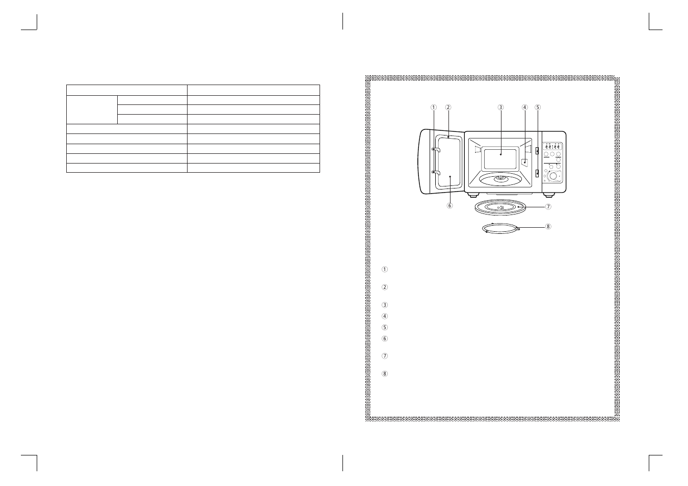 Specifications, Features diagram | Daewoo KOR-816T0A User Manual | Page 4 / 12