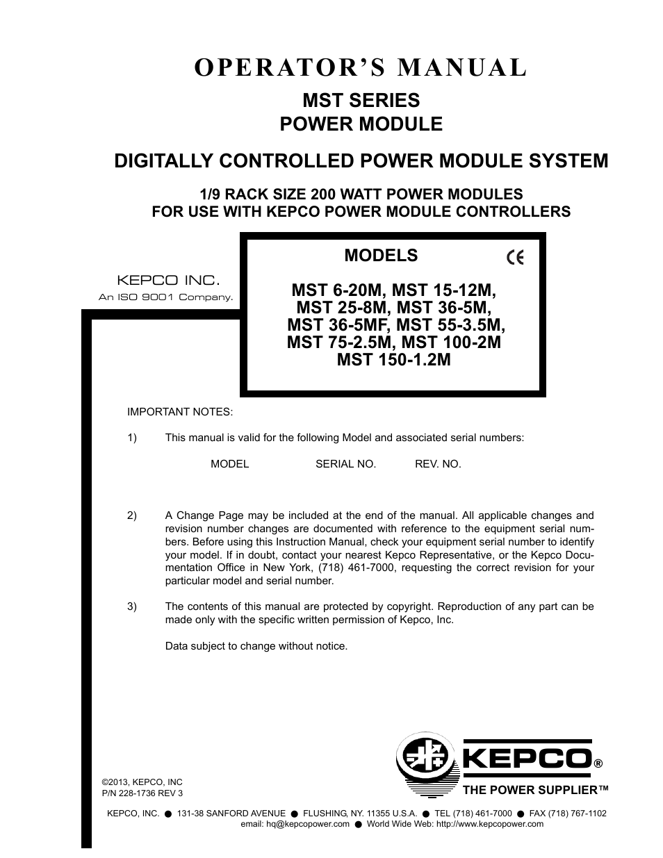KEPCO MST Series User Manual | 44 pages