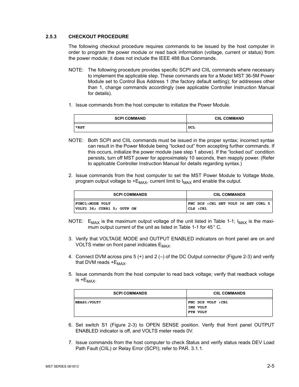 3 checkout procedure, Checkout procedure -5 | KEPCO MST Series User Manual | Page 23 / 44
