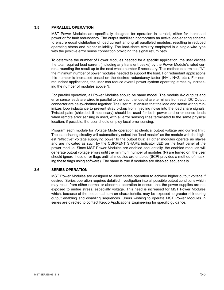 5 parallel operation, 6 series operation, Parallel operation -5 | Series operation -5, R. 3.5) | KEPCO MST Series User Manual | Page 37 / 44