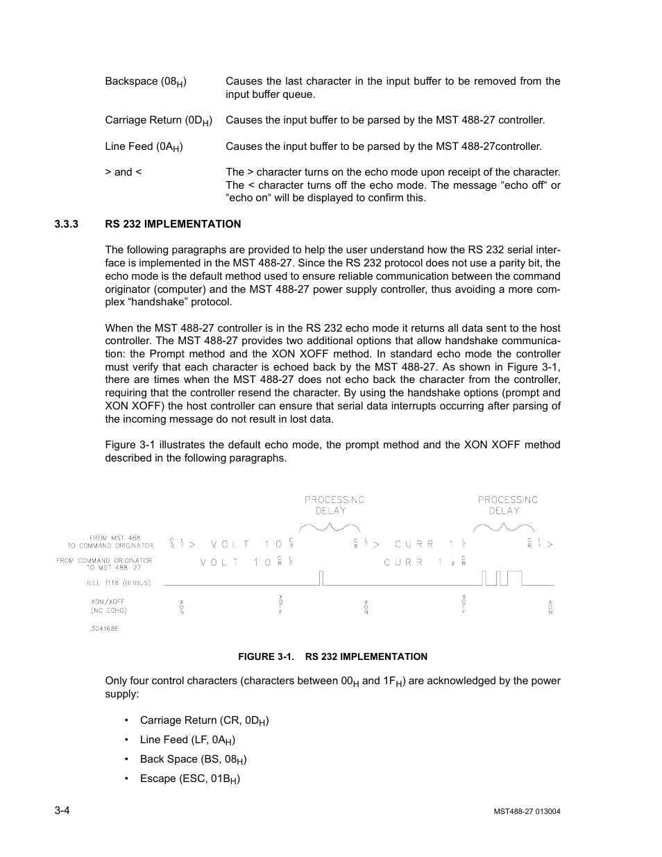 3 rs 232 implementation, Figure 3-1. rs 232 implementation, Rs 232 implementation -4 | KEPCO MST 488 Programmer User Manual | Page 30 / 68