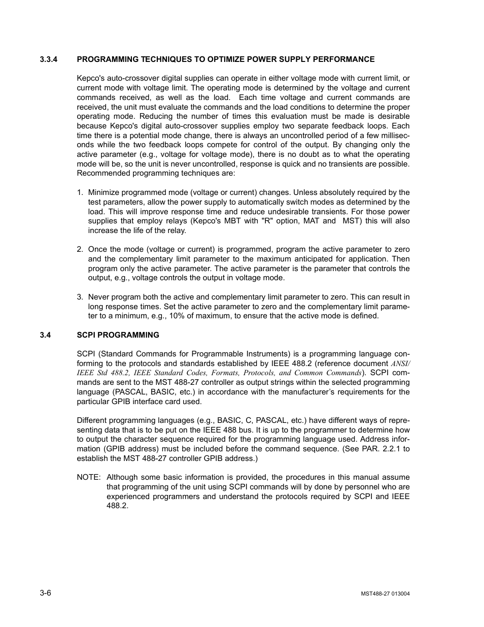 4 scpi programming, Scpi programming -6 | KEPCO MST 488 Programmer User Manual | Page 32 / 68