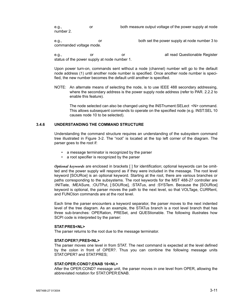 6 understanding the command structure, Understanding the command structure -11 | KEPCO MST 488 Programmer User Manual | Page 37 / 68