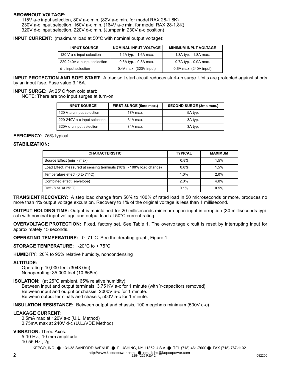 KEPCO RAX 50W User Manual | Page 2 / 4