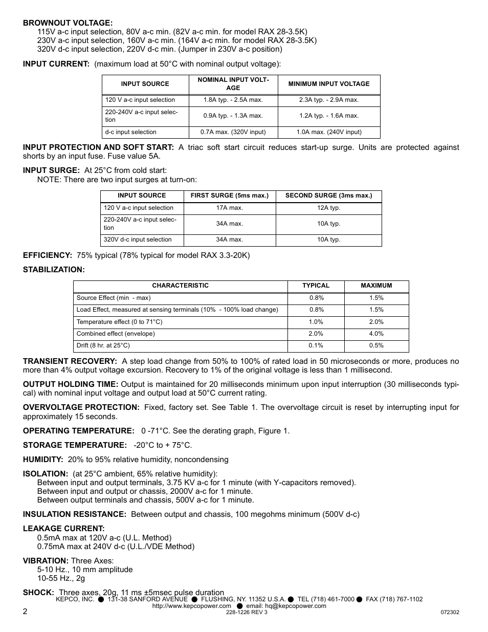 KEPCO RAX 100W User Manual | Page 2 / 4