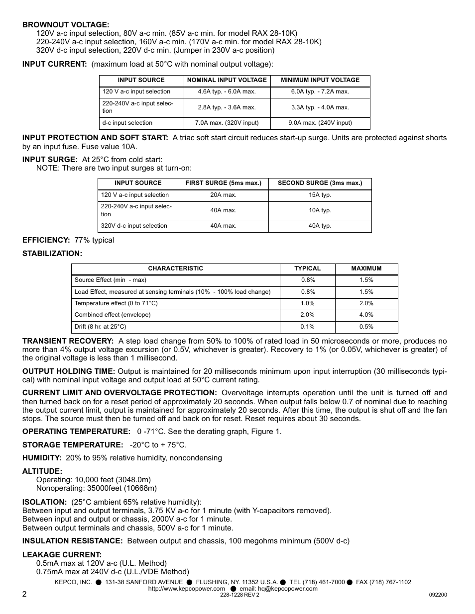 KEPCO RAX 300W User Manual | Page 2 / 4