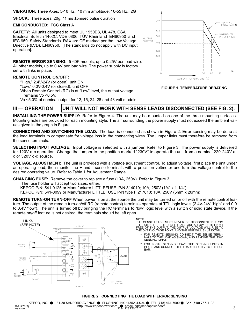 Figure 2. connecting the load with error sensing | KEPCO RAX 300W User Manual | Page 3 / 4