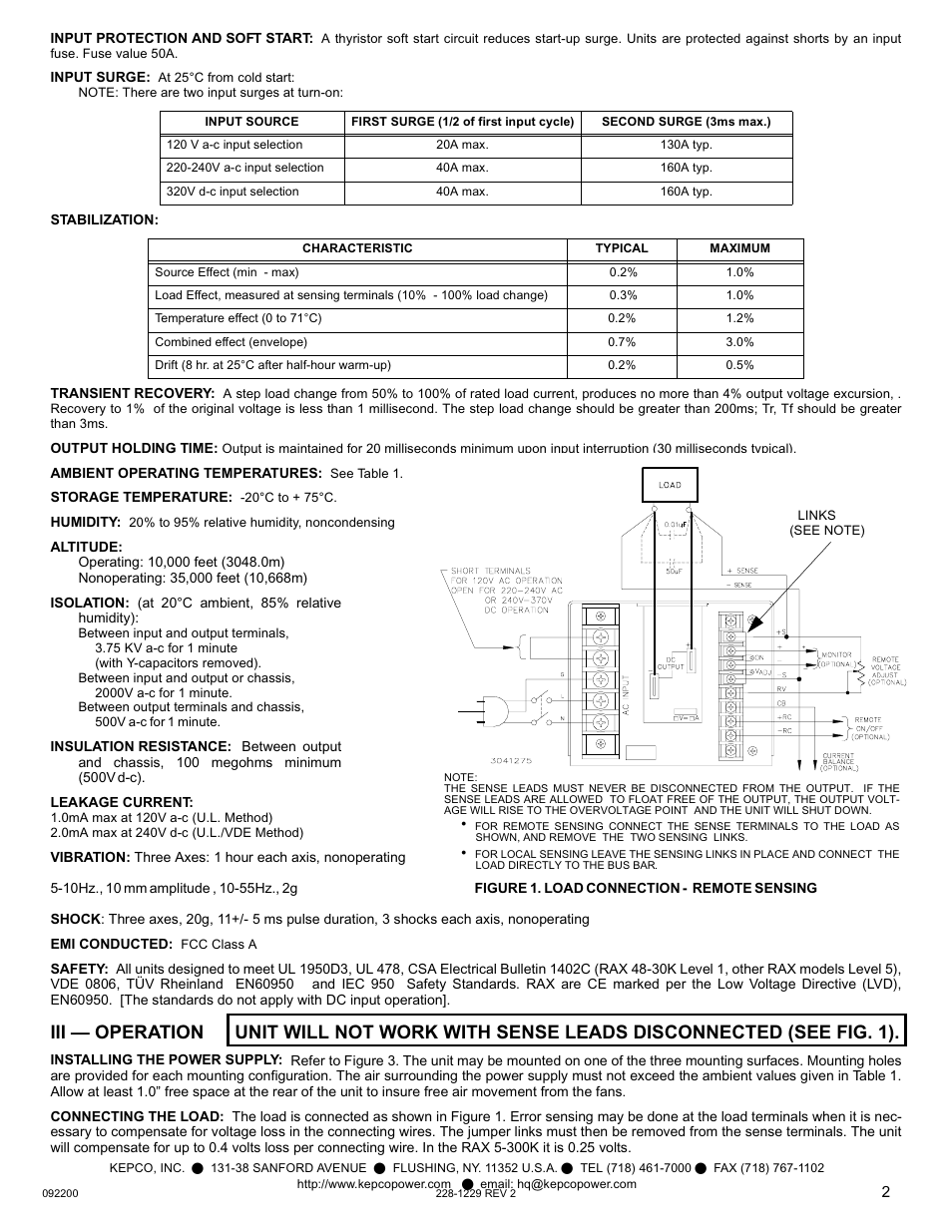 KEPCO RAX 1500W User Manual | Page 2 / 4