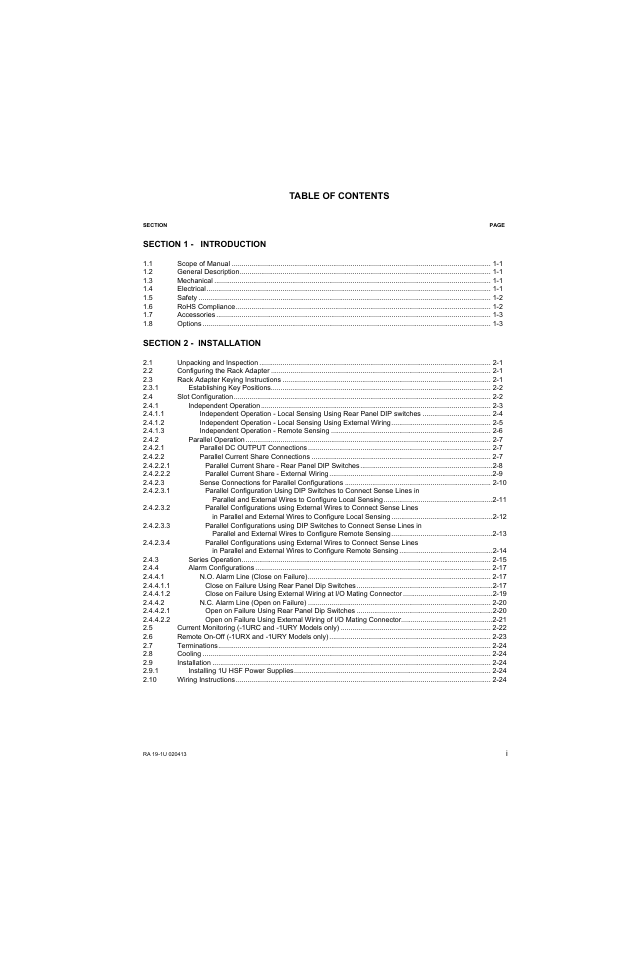 KEPCO RA 19-1U Operator Manual User Manual | Page 3 / 44
