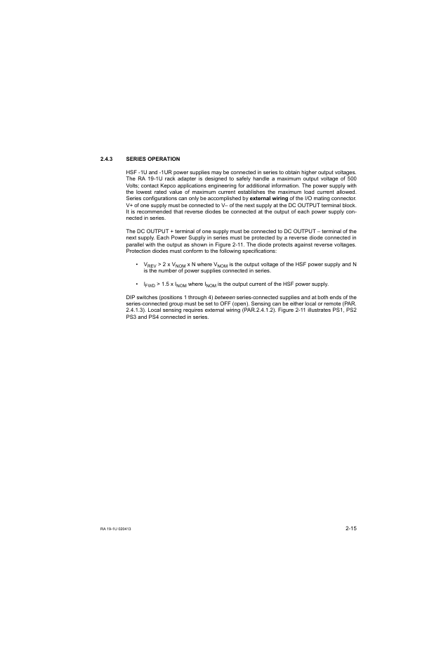 3 series operation, Series operation -15, Ar. 2.4.3 | R. 2.4.3) | KEPCO RA 19-1U Operator Manual User Manual | Page 31 / 44