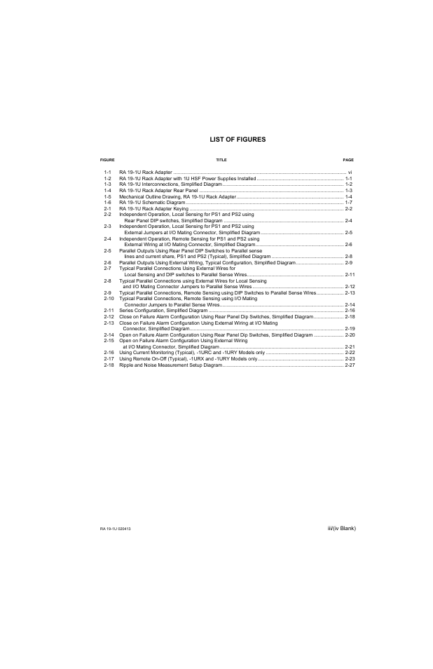 1 ra 19-1u rack adapter vi, List of figures | KEPCO RA 19-1U Operator Manual User Manual | Page 5 / 44