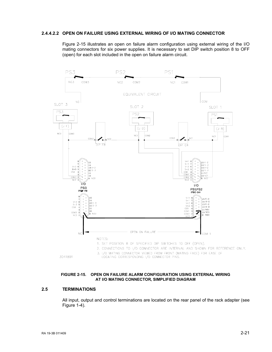 5 terminations, Terminations -21, At i/o mating connector, simplified diagram -21 | KEPCO RA 19-3B User Manual | Page 37 / 42