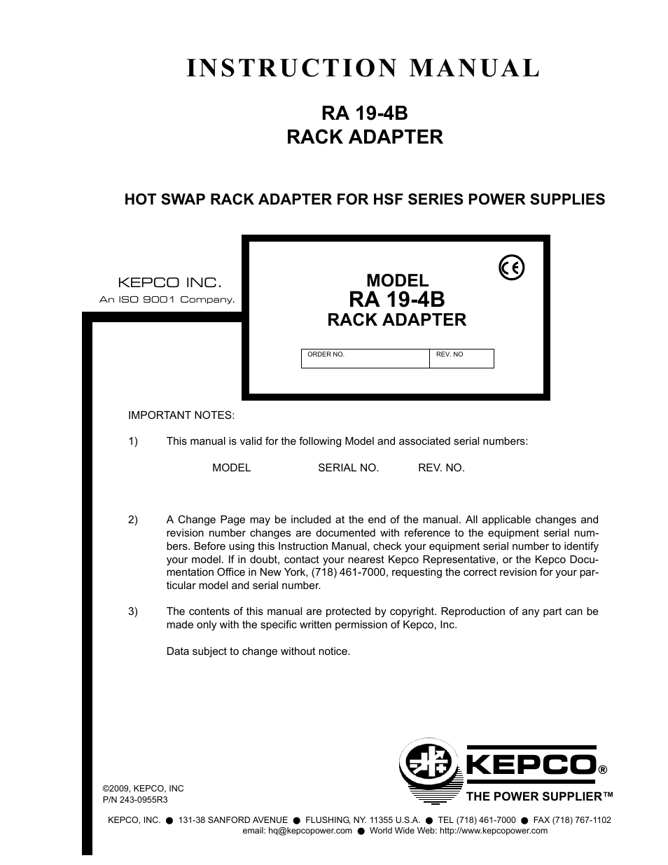KEPCO RA 19-4B User Manual | 36 pages