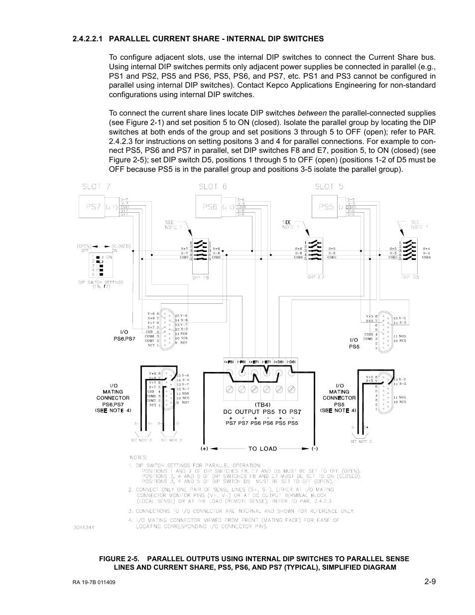 1 parallel current share - internal dip switches, Parallel current share - internal dip switches -9, R. 2.4.2.2.1) | S 2-5, Ar 2.4.2.2.1) | KEPCO RA 19-7B Operator Manual User Manual | Page 21 / 40