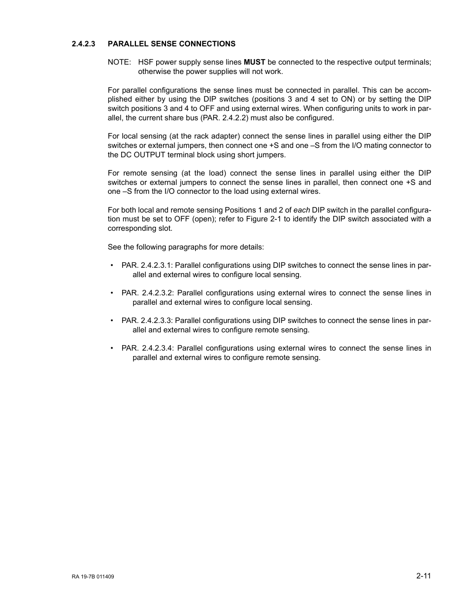 3 parallel sense connections, Parallel sense connections -11 | KEPCO RA 19-7B Operator Manual User Manual | Page 23 / 40