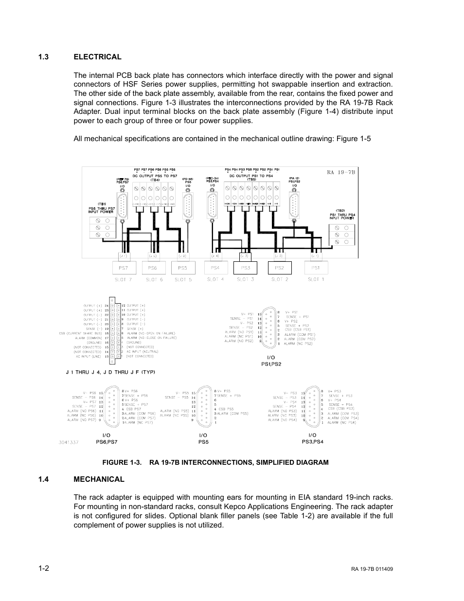 3 electrical, 4 mechanical, Electrical -2 | Mechanical -2, Ra 19-7b interconnections, simplified diagram -2 | KEPCO RA 19-7B Operator Manual User Manual | Page 8 / 40