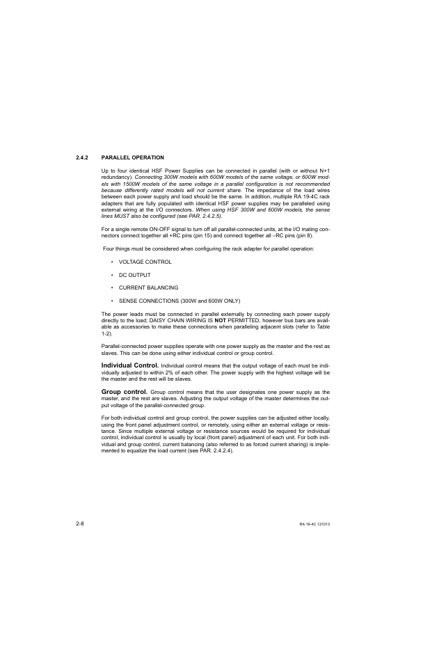 2 parallel operation, Parallel operation -8 | KEPCO RA 19-4C Operator Manual User Manual | Page 26 / 56