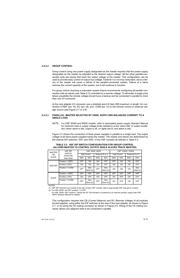 2 group control, Group control -11 | KEPCO RA 19-4C Operator Manual User Manual | Page 29 / 56