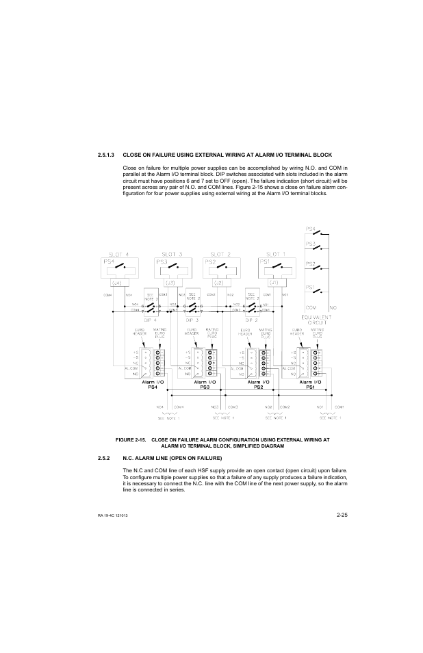 2 n.c. alarm line (open on failure), N.c. alarm line (open on failure) -25, Alarm i/o terminal block, simplified diagram -25 | R. 2.5.2) | KEPCO RA 19-4C Operator Manual User Manual | Page 43 / 56