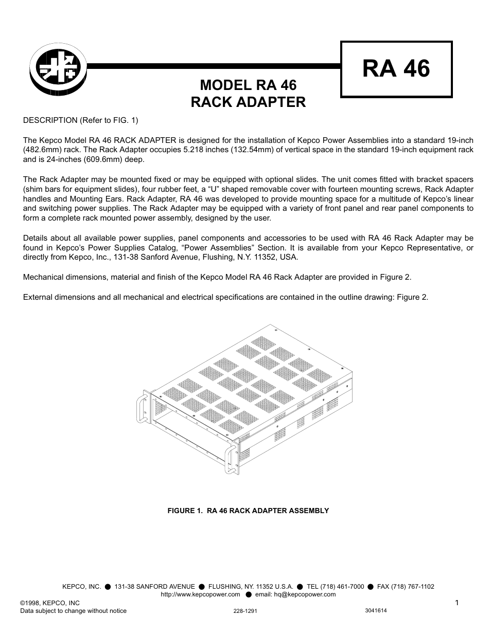 KEPCO RA 46 User Manual | 2 pages
