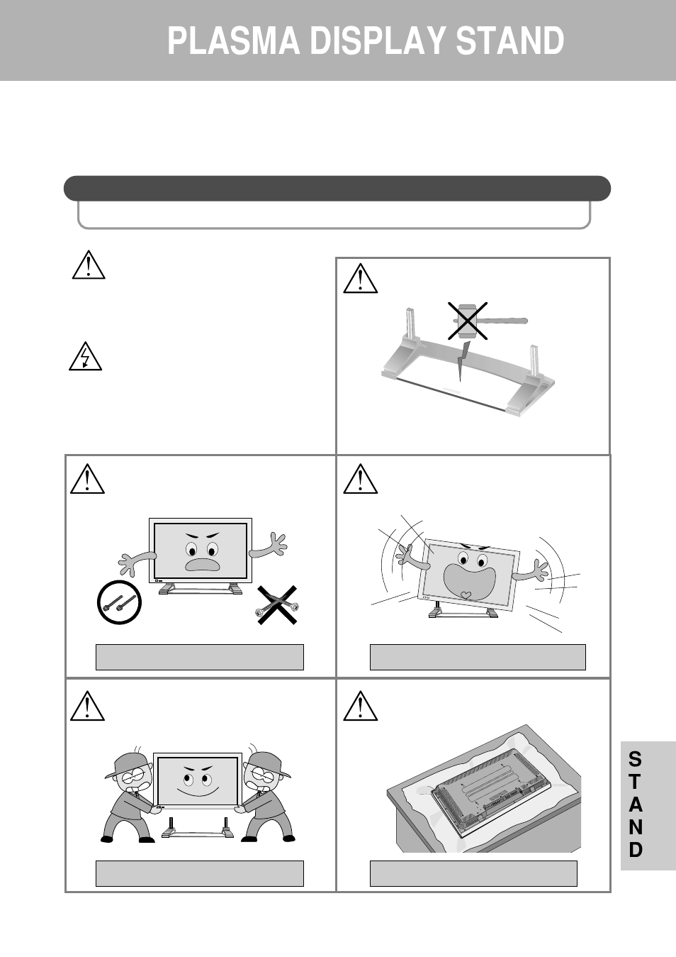 Plasma display stand, Important safety instructions | Daewoo DP-ST20 User Manual | Page 3 / 6