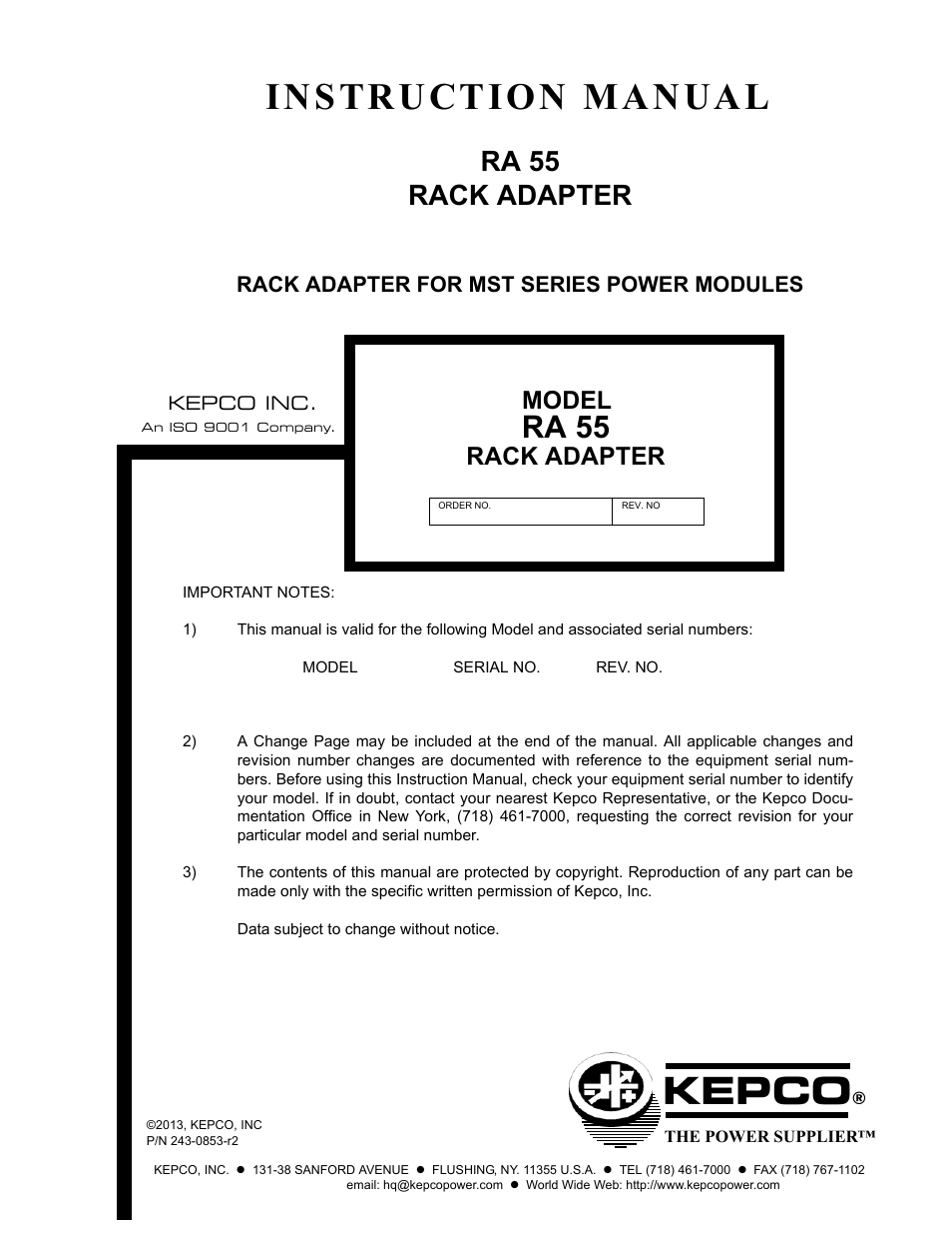 KEPCO RA 55 User Manual | 14 pages