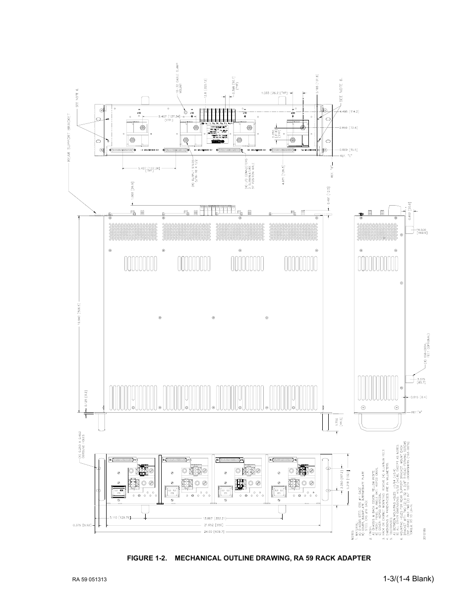 Mechanical outline drawing, ra 59 rack adapter -3 | KEPCO RA 59 User Manual | Page 9 / 18