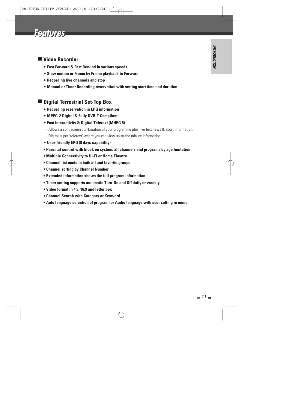 Features | Daewoo DRT-10 User Manual | Page 12 / 57