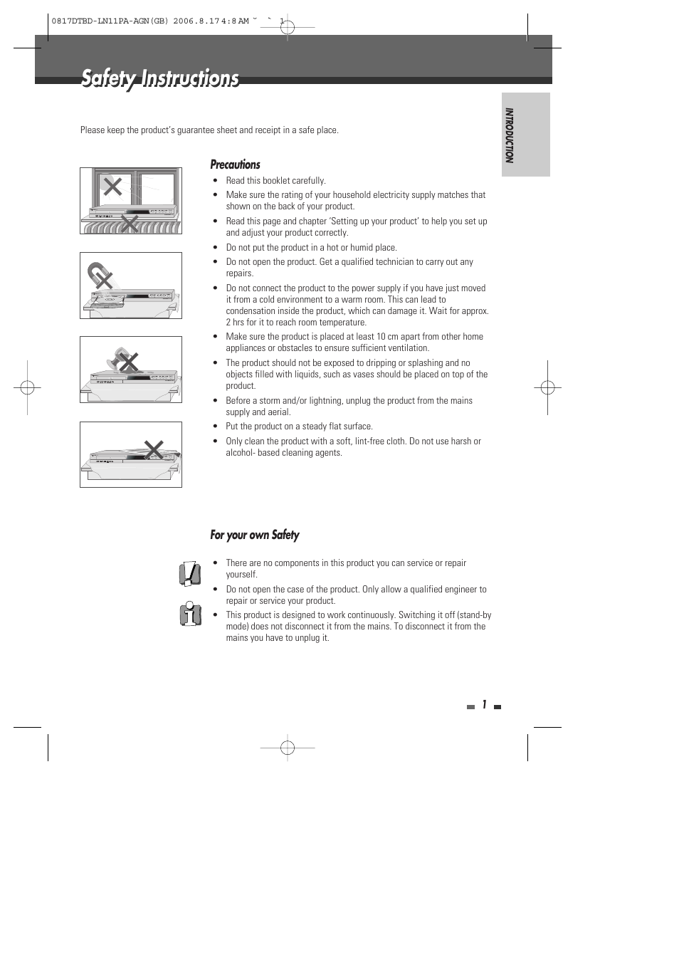 Safety instructions | Daewoo DRT-10 User Manual | Page 2 / 57