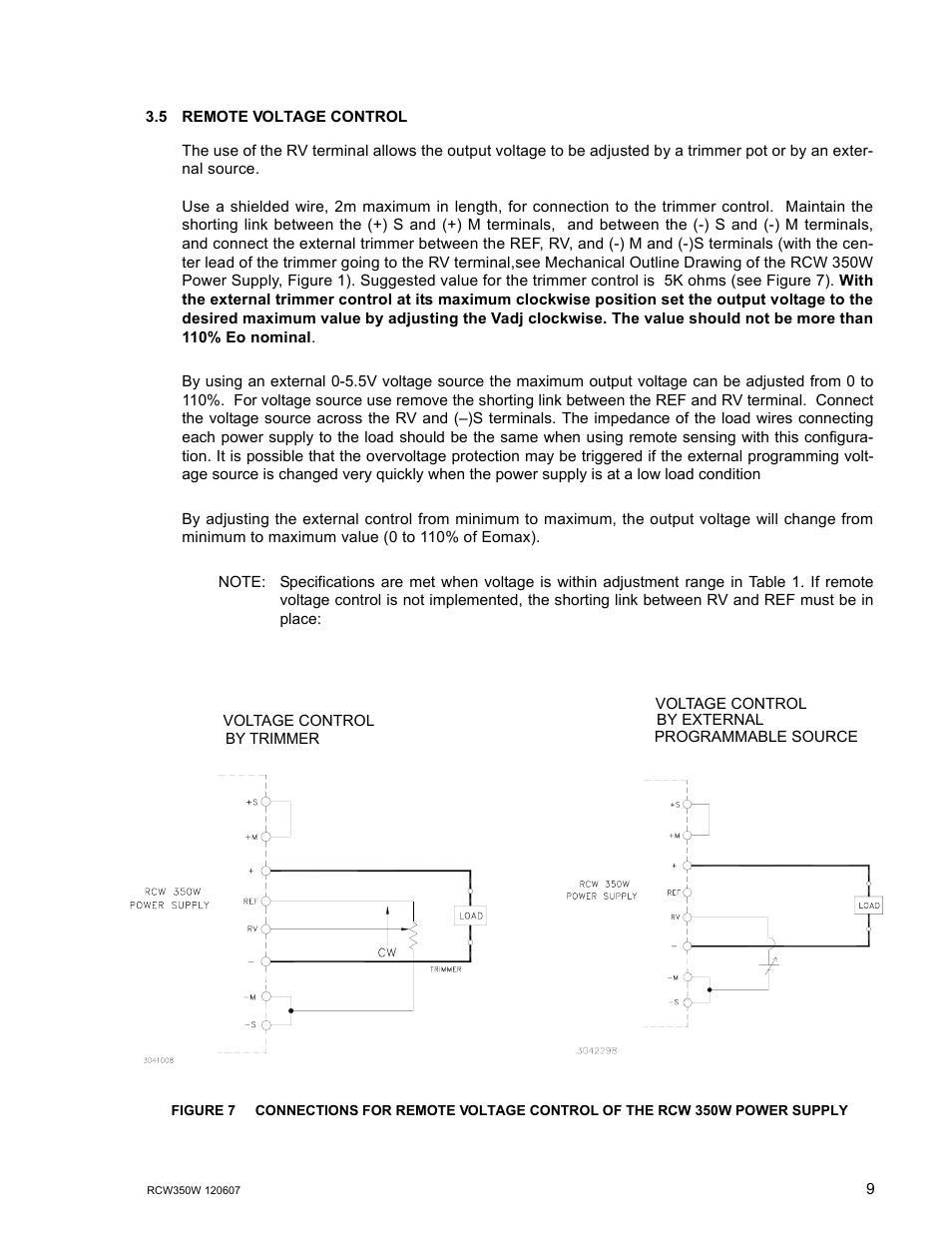 5 remote voltage control, Remote voltage control, 5) r | KEPCO RCW 350W Series User Manual | Page 11 / 20