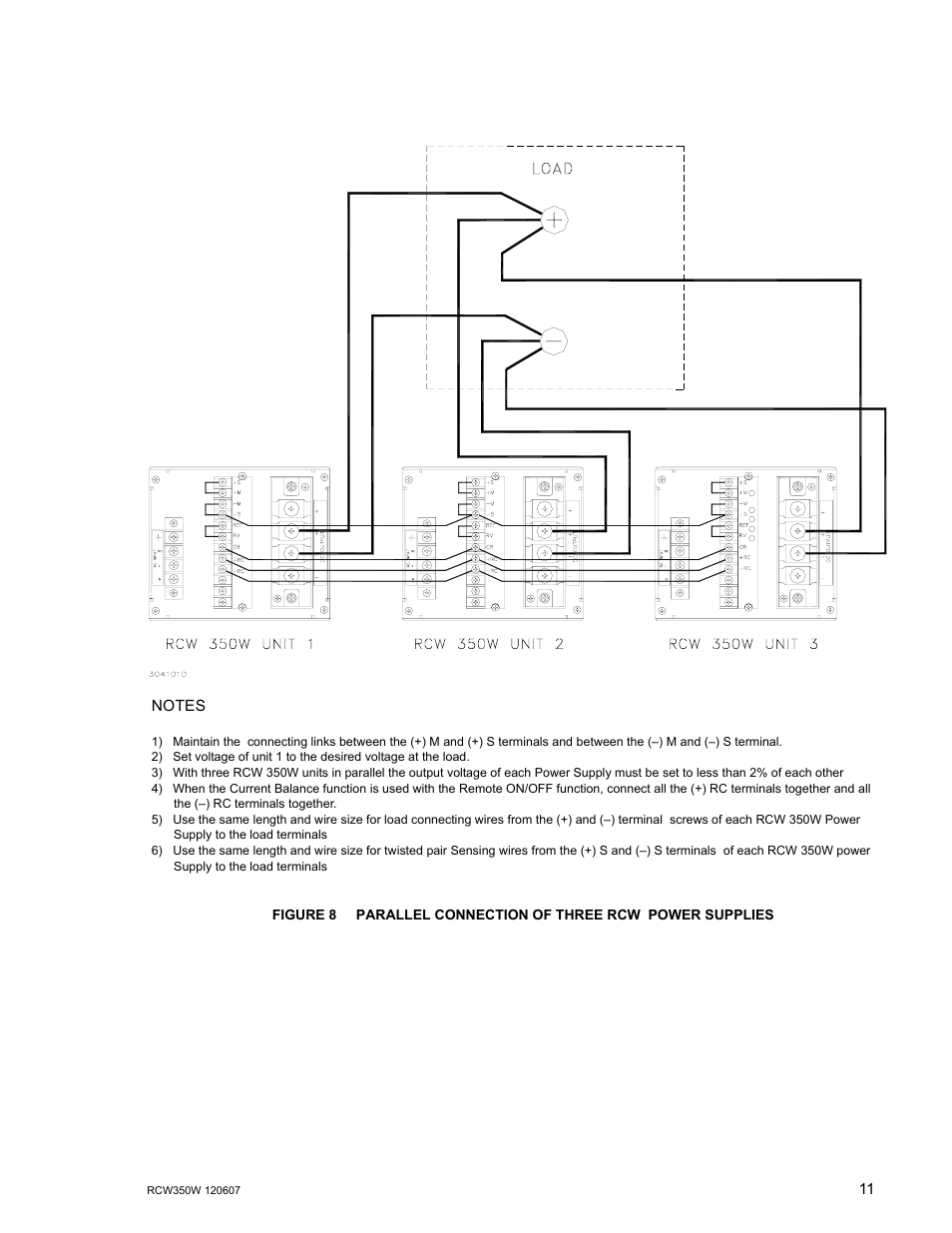 Parallel connection of three rcw power supplies | KEPCO RCW 350W Series User Manual | Page 13 / 20