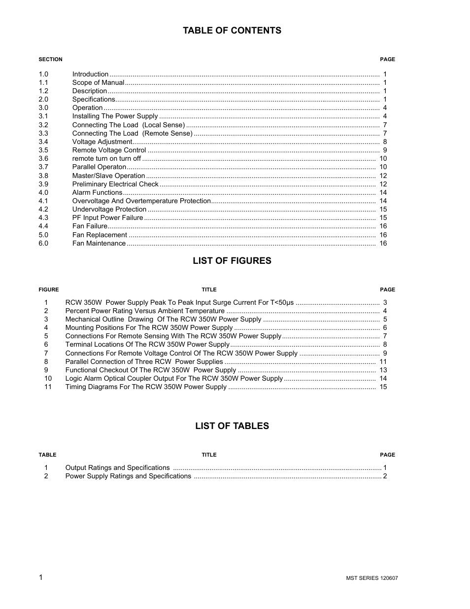 KEPCO RCW 350W Series User Manual | Page 2 / 20