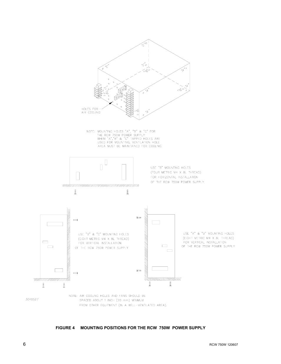 Mounting positions for the rcw 750w power supply | KEPCO RCW 750W Series User Manual | Page 10 / 20