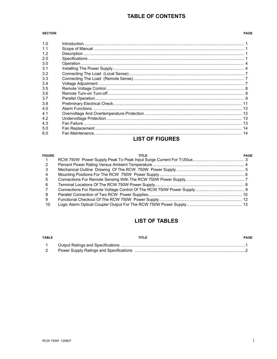 KEPCO RCW 750W Series User Manual | Page 3 / 20