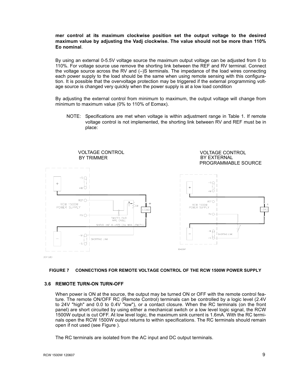6 remote turn-on turn-off, Remote turn-on turn-off | KEPCO RCW 1500W Series User Manual | Page 11 / 20