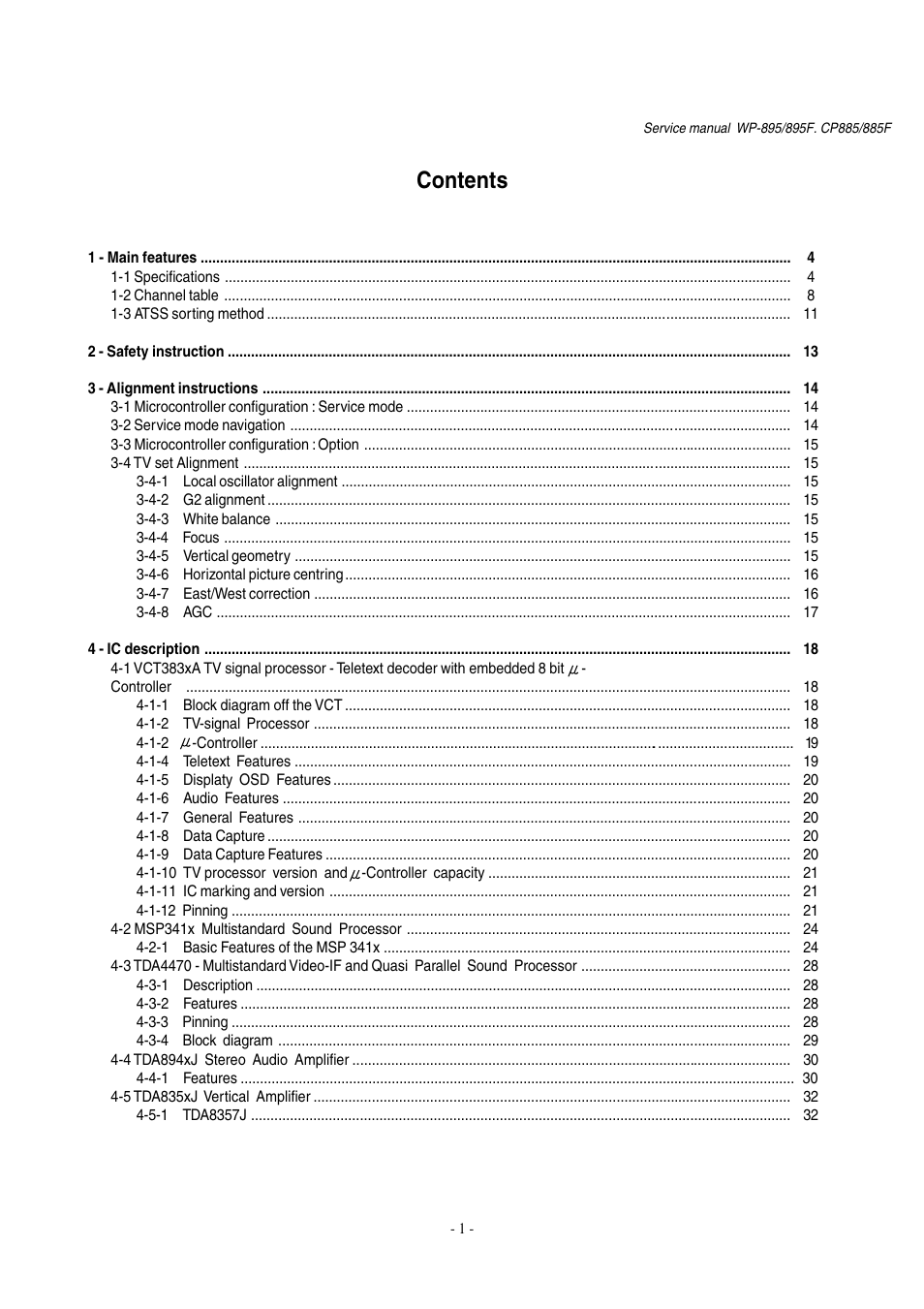 Daewoo  Colour Television WP-895 User Manual | Page 2 / 86