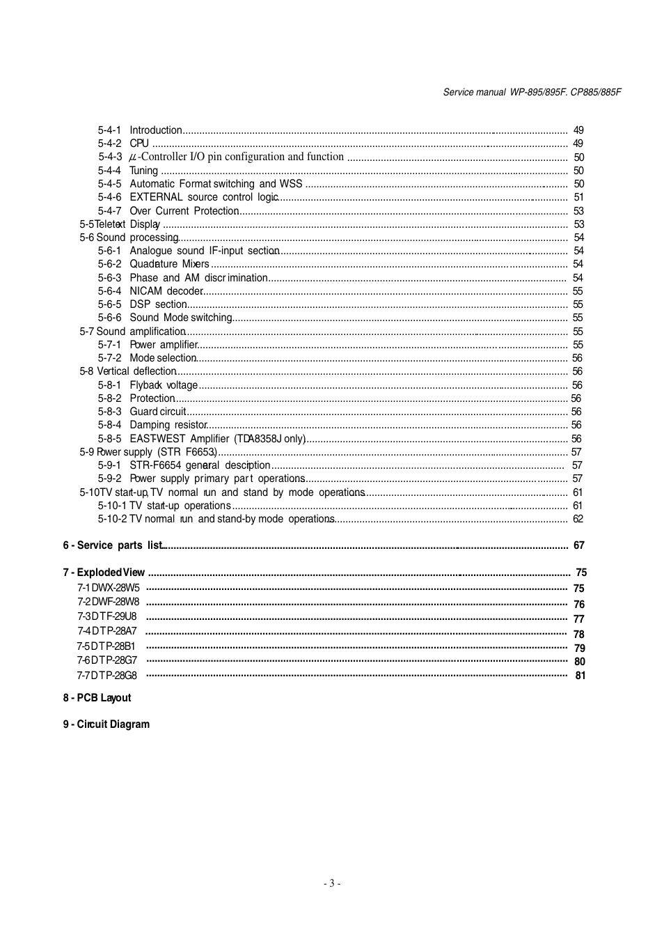 Daewoo  Colour Television WP-895 User Manual | Page 4 / 86