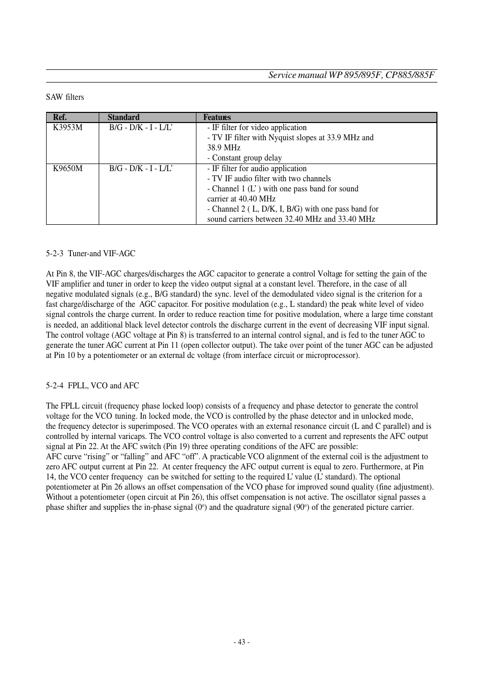 Daewoo  Colour Television WP-895 User Manual | Page 44 / 86