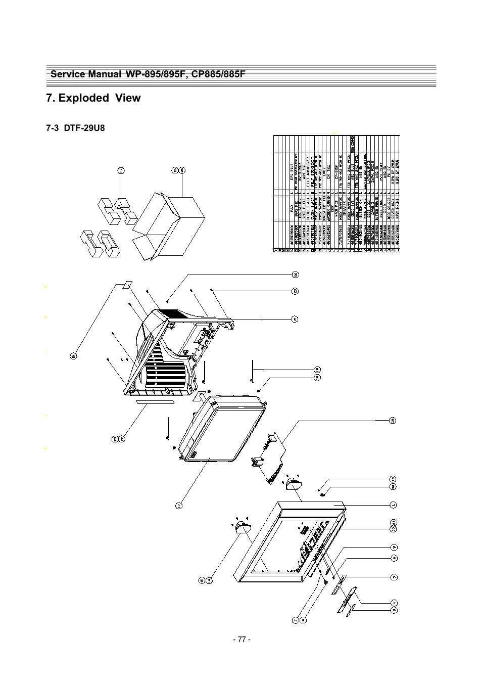 Exploded view | Daewoo  Colour Television WP-895 User Manual | Page 78 / 86