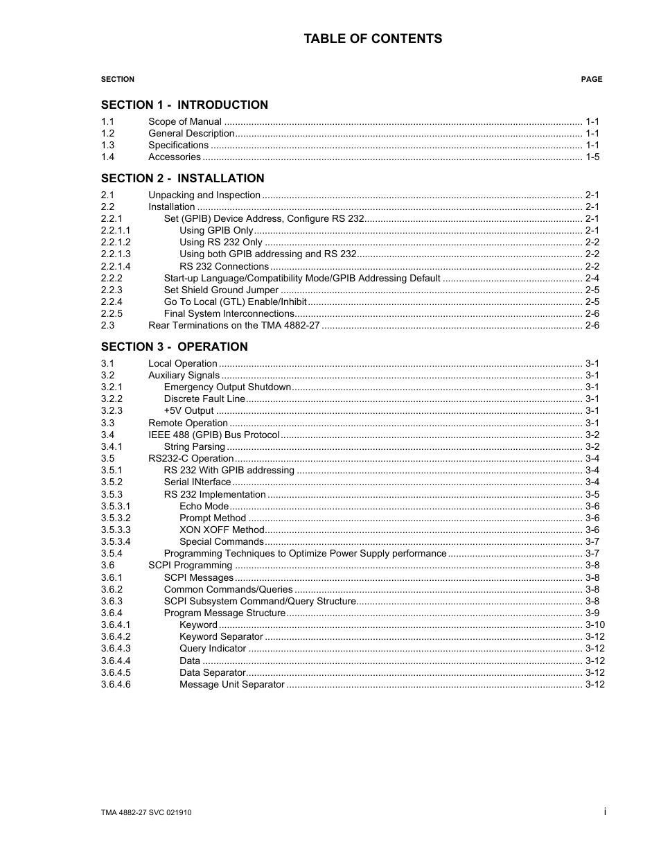 KEPCO TMA 4882-27 User Manual | Page 7 / 72