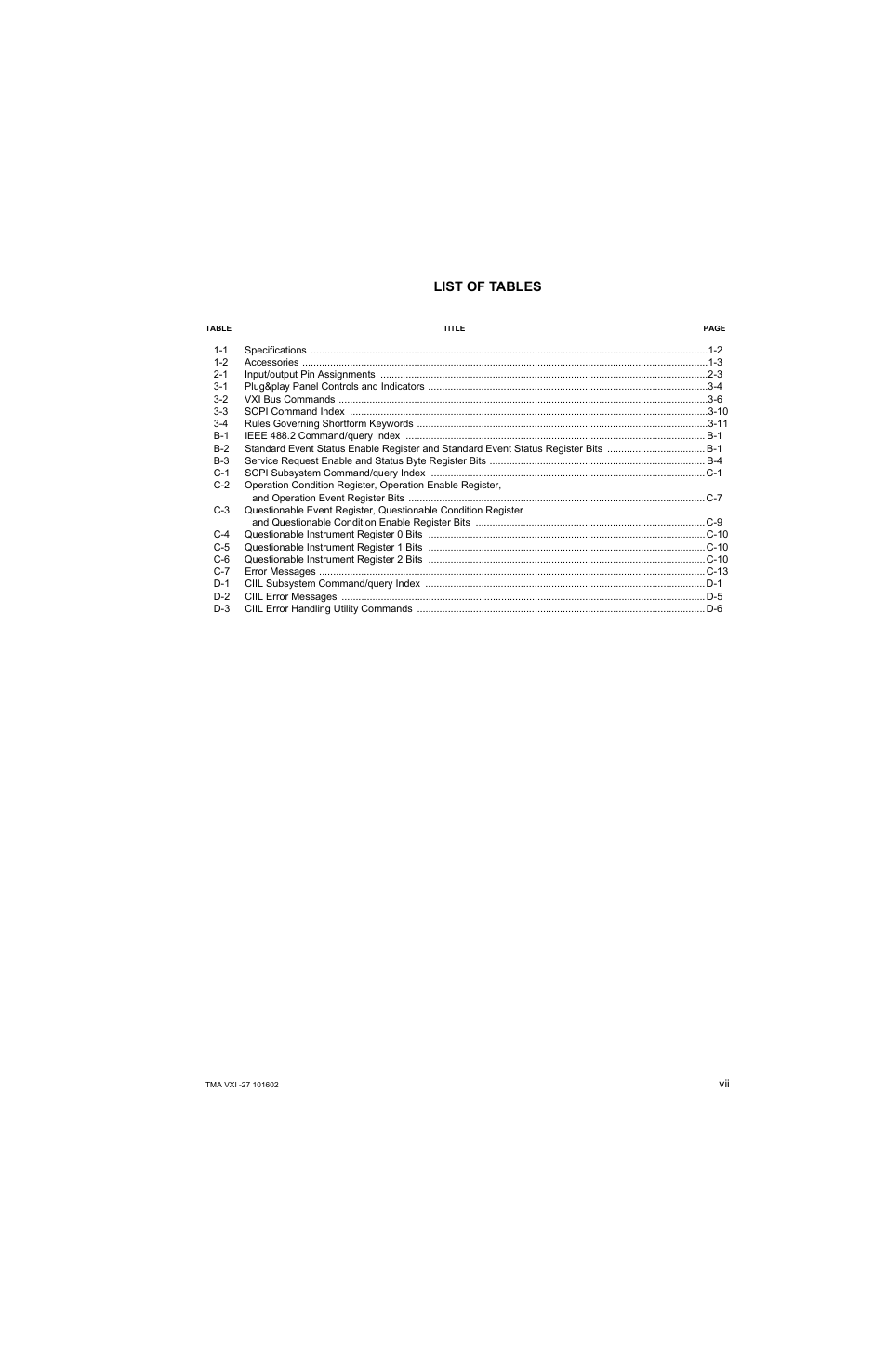 List of tables | KEPCO TMA VXI-27 User Manual | Page 8 / 79
