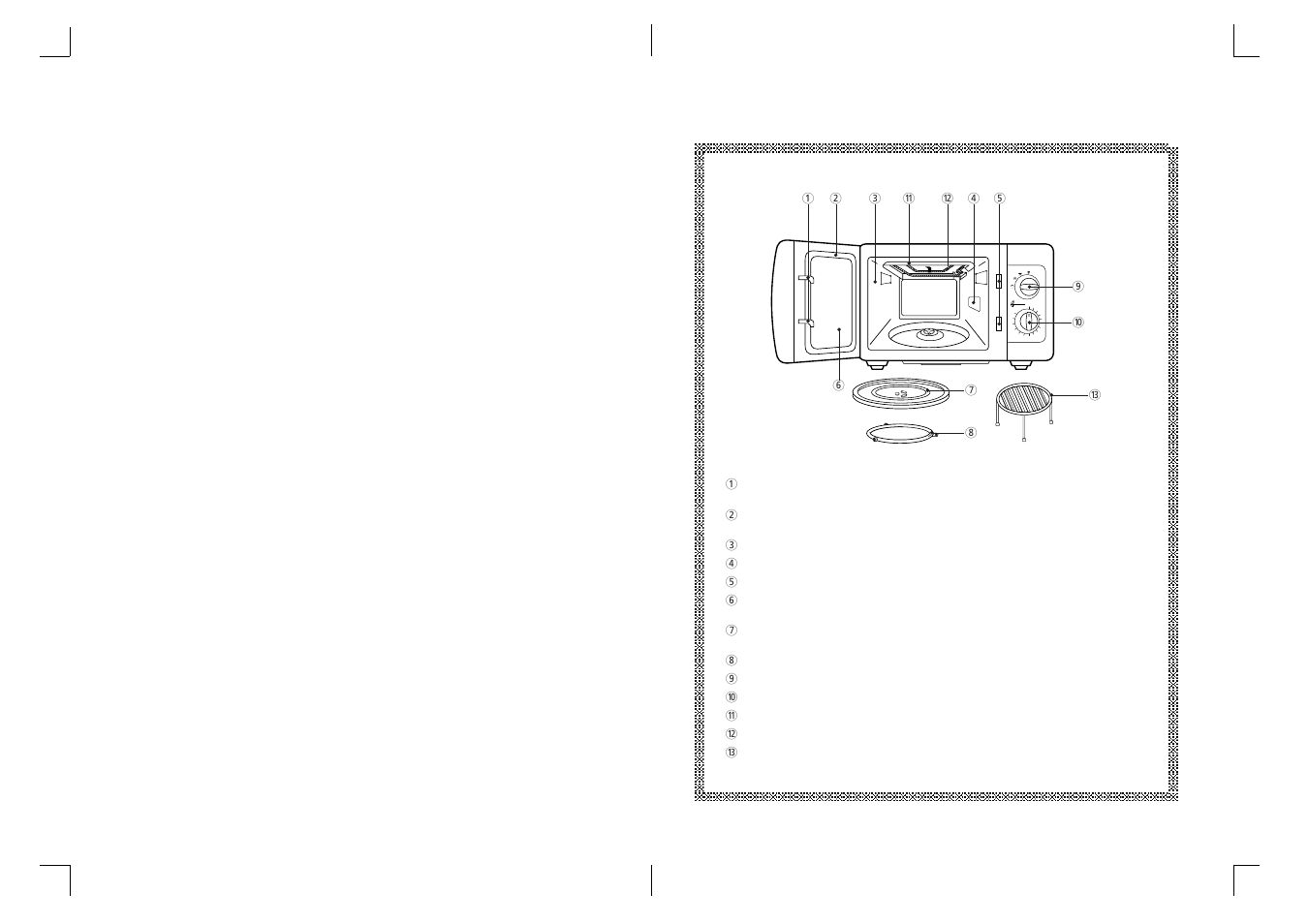 Safety instructions for general use, Features diagram | Daewoo KOG-3667 User Manual | Page 3 / 5