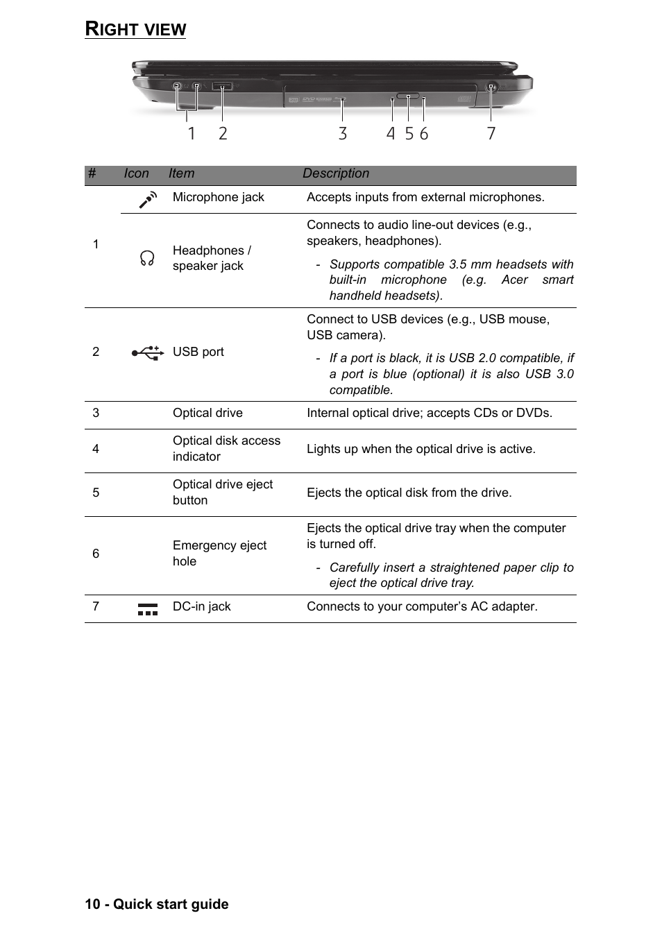 Right view | PACKARD BELL EN LV11HC Quick Start Guide User Manual | Page 12 / 920