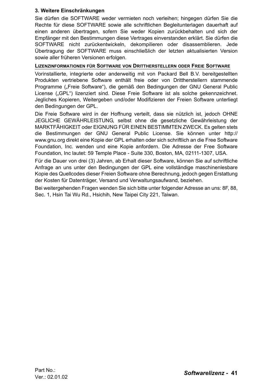 Softwarelizenz - 41 | PACKARD BELL EN LV11HC Quick Start Guide User Manual | Page 121 / 920