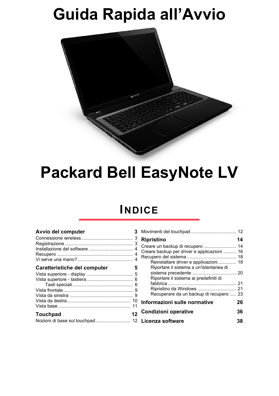 Italiano, Ndice | PACKARD BELL EN LV11HC Quick Start Guide User Manual | Page 123 / 920