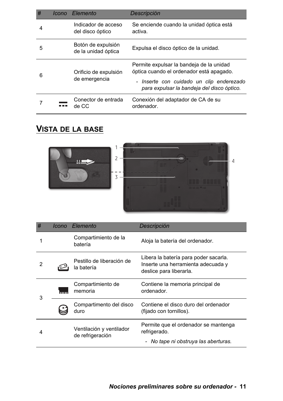 Vista de la base, Ista, Base | PACKARD BELL EN LV11HC Quick Start Guide User Manual | Page 173 / 920