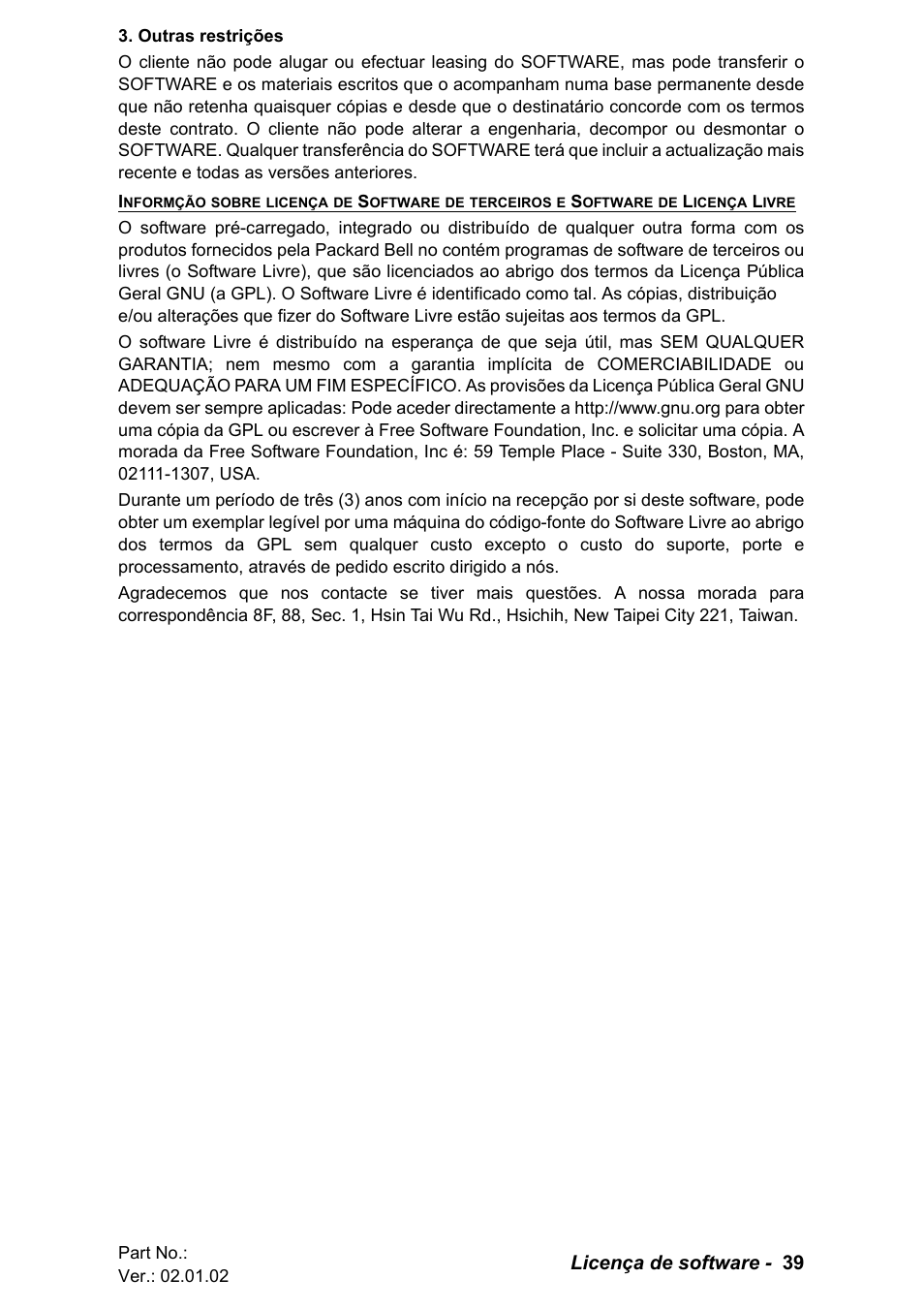 Licença de software - 39 | PACKARD BELL EN LV11HC Quick Start Guide User Manual | Page 241 / 920