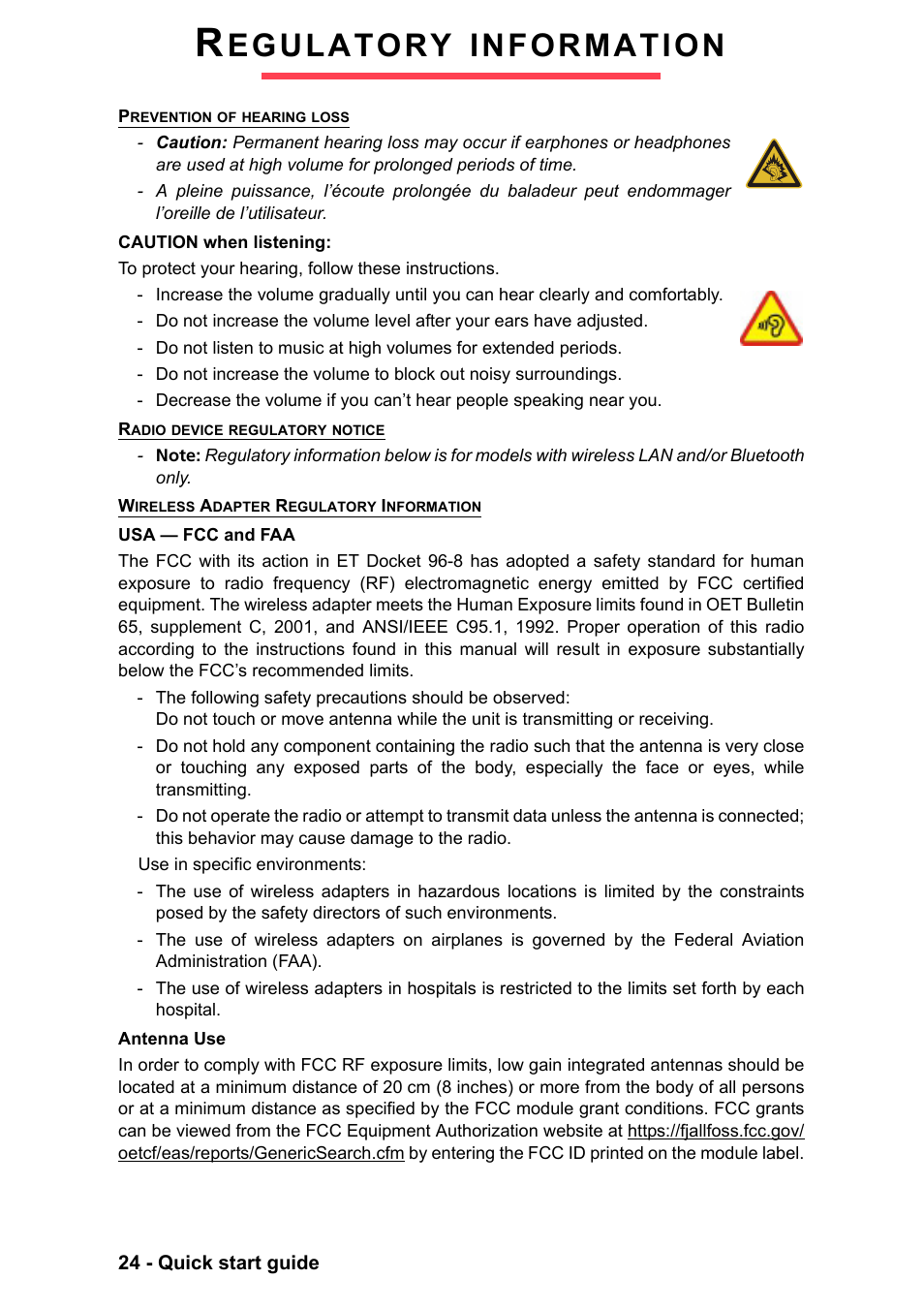 Regulatory information, Egulatory, Information | PACKARD BELL EN LV11HC Quick Start Guide User Manual | Page 26 / 920