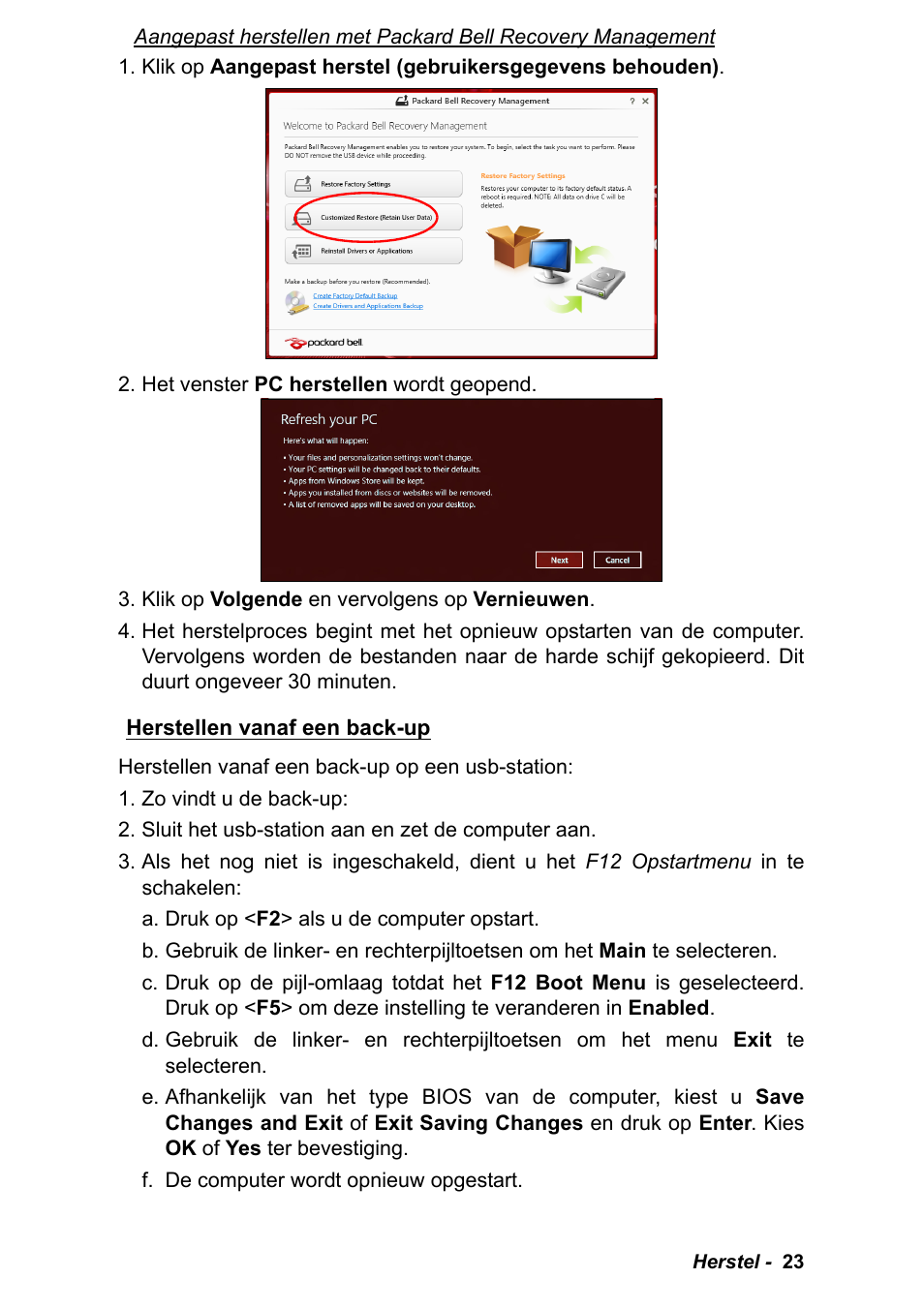 Herstellen vanaf een back-up | PACKARD BELL EN LV11HC Quick Start Guide User Manual | Page 265 / 920